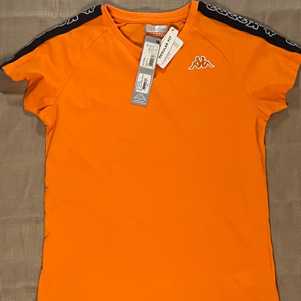 Kappa Logo Tape Diza T-Shirt Org/Blk/Wht Size L
